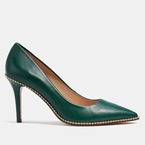 COACH Waverly Bead Chain Pumps Green Size 6.5 NEW IN BOX!